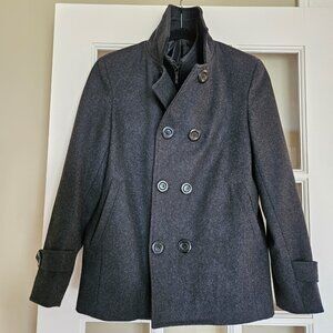 Men's Double Breasted Slim 100% Wool Peacoat